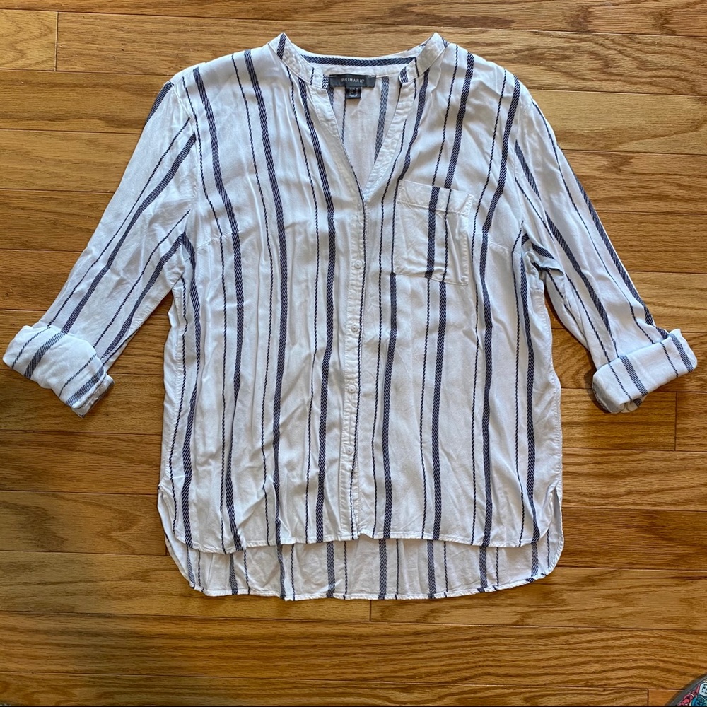 Light b/w striped button down